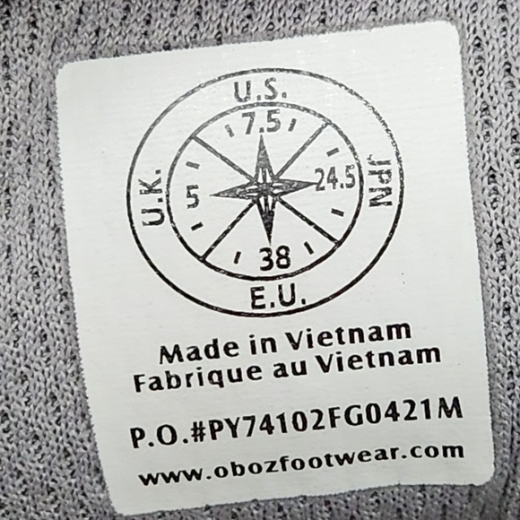 Oboz Bozeman Low Frost Gray Leather Hiking Shoes Womens 7.5 Casual Lace-Up Trail - Picture 9 of 9